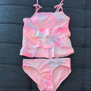 Justice Pink and White Ruffled Kids Bikini